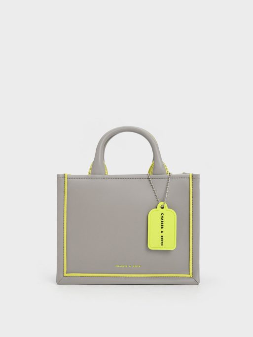 C&K Mini Jump Contrast-Trim Tote Bag - Grey