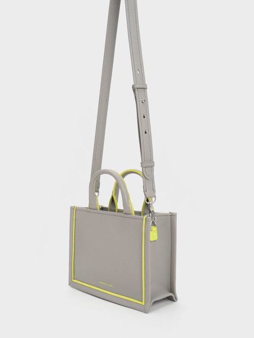 C&K Mini Jump Contrast-Trim Tote Bag - Grey - Image 2