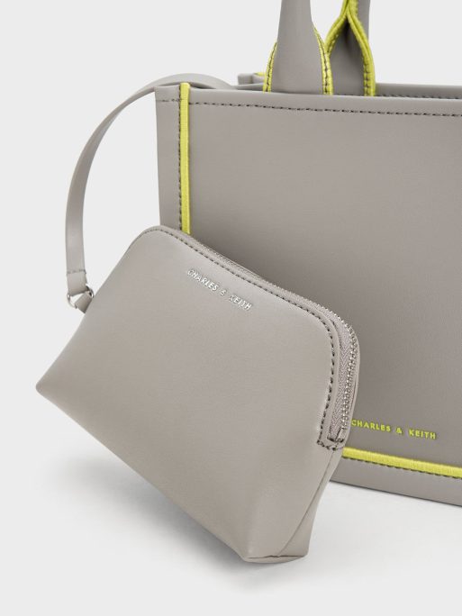 C&K Mini Jump Contrast-Trim Tote Bag - Grey - Image 4