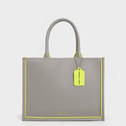 C&K Jump Contrast-Trim Tote Bag - Grey
