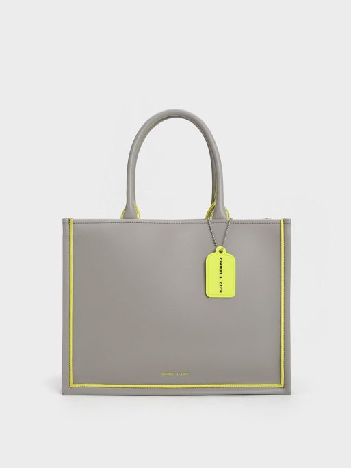 C&K Jump Contrast-Trim Tote Bag - Grey
