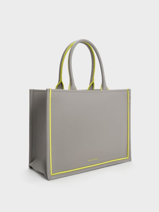 C&K Jump Contrast-Trim Tote Bag - Grey - Image 2