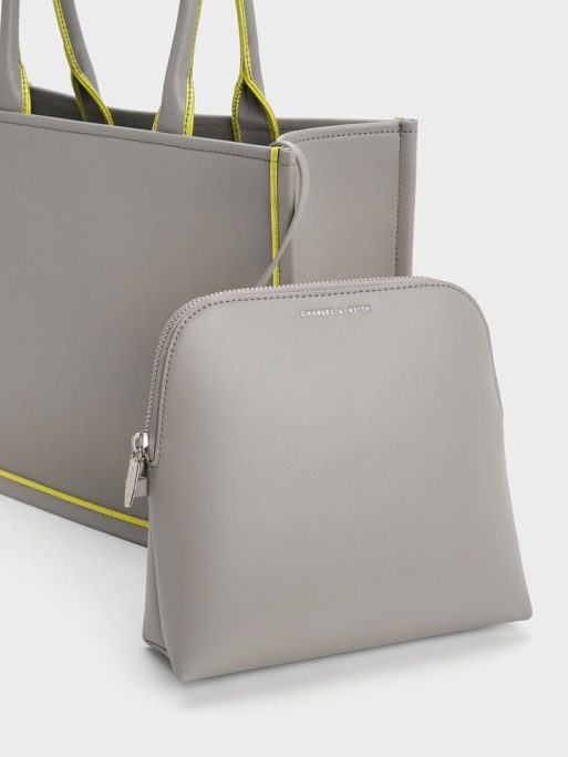 C&K Jump Contrast-Trim Tote Bag - Grey - Image 4