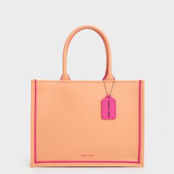 C&K Jump Contrast-Trim Tote Bag - Orange