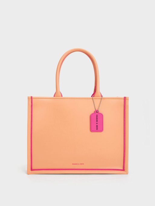 C&K Jump Contrast-Trim Tote Bag - Orange