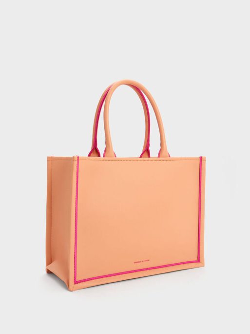 C&K Jump Contrast-Trim Tote Bag - Orange - Image 2
