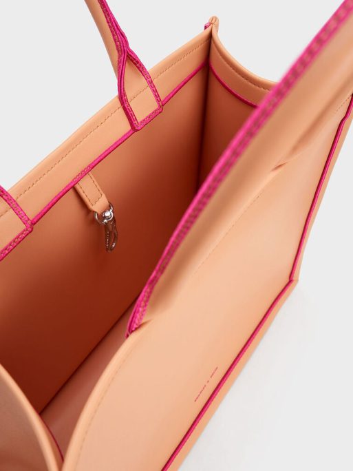 C&K Jump Contrast-Trim Tote Bag - Orange - Image 5