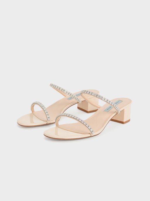 C&K Ambrosia Gem-Embellished Mules - Cream - Image 2