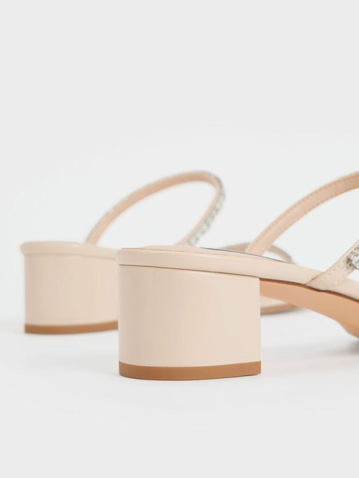 C&K Ambrosia Gem-Embellished Mules - Cream - Image 3