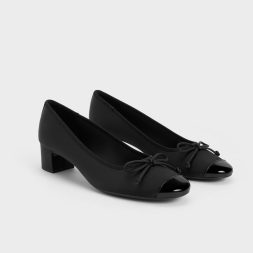 C&K Recycled Polyester Bow Ballet Pumps - Black Textured