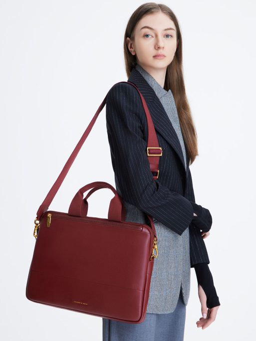 C&K Textured Laptop Bag - Burgundy - Image 2