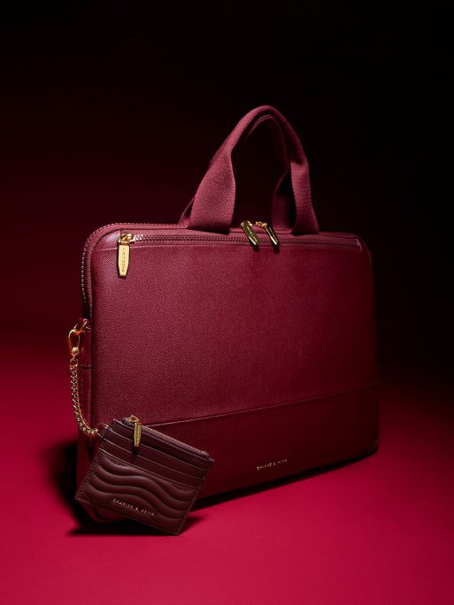 C&K Textured Laptop Bag - Burgundy - Image 3