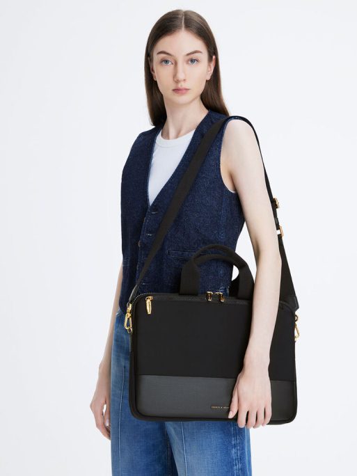C&K Textured Laptop Bag - Black - Image 4