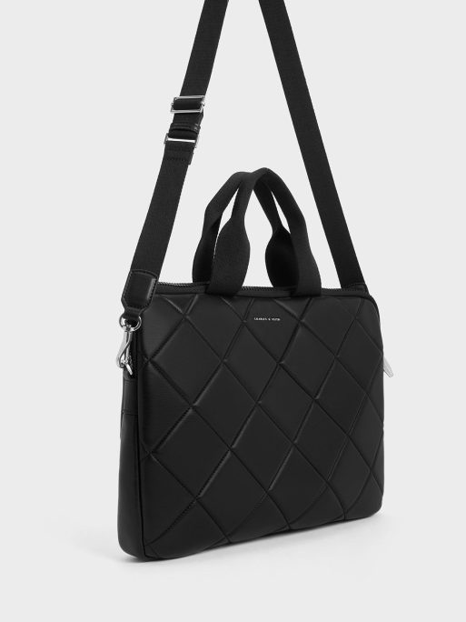 C&K Aubrielle Quilted Laptop Bag - Noir - Image 2