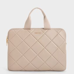C&K Aubrielle Quilted Laptop Bag - Taupe