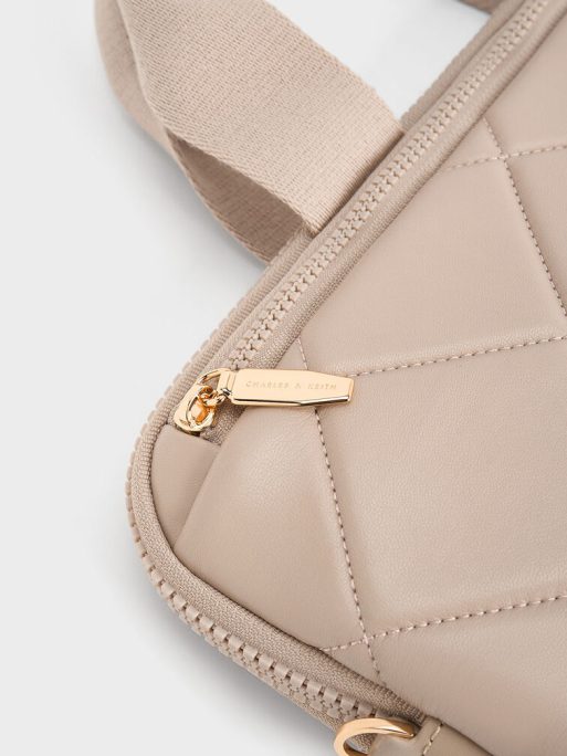 C&K Aubrielle Quilted Laptop Bag - Taupe - Image 4
