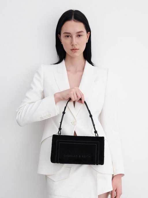 C&K Loey Textured Shoulder Bag - Black - Image 3