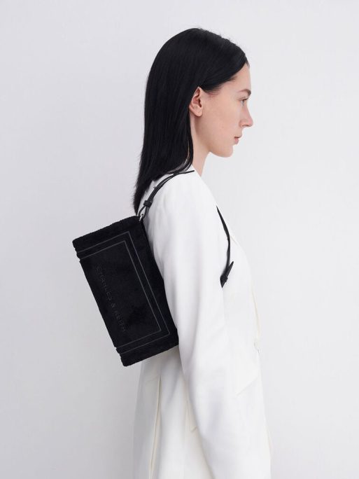 C&K Loey Textured Shoulder Bag - Black - Image 4