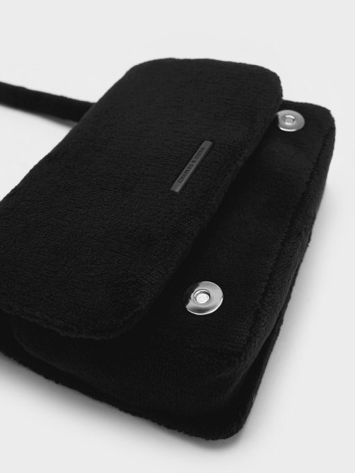C&K Loey Textured Crossbody Bag - Jet Black - Image 7