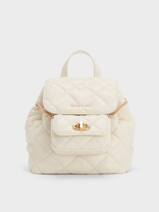 C&K Aubrielle Quilted Backpack - Cream