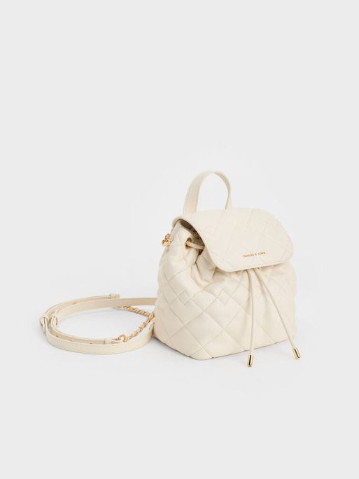C&K Aubrielle Quilted Backpack - Cream - Image 2