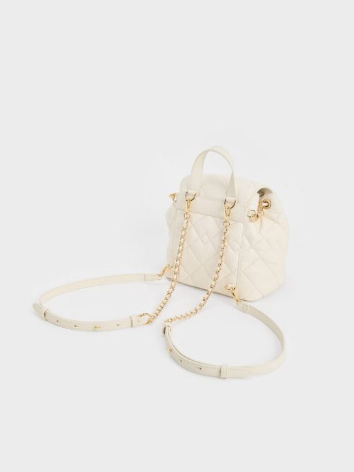 C&K Aubrielle Quilted Backpack - Cream - Image 3