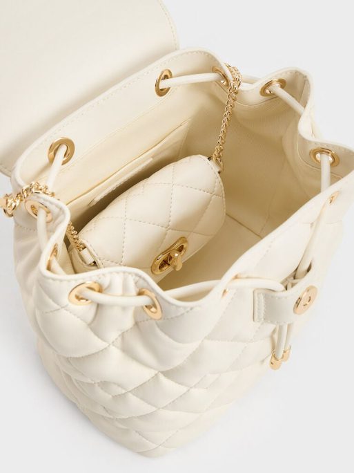 C&K Aubrielle Quilted Backpack - Cream - Image 5