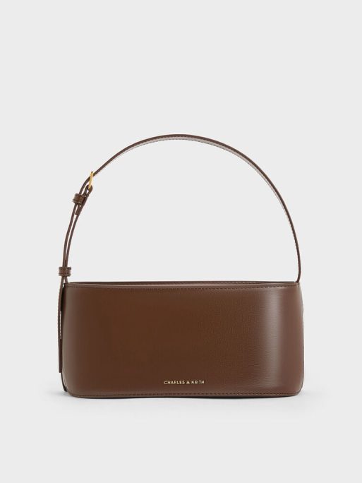 C&K Wisteria Elongated Shoulder Bag - Dark Brown