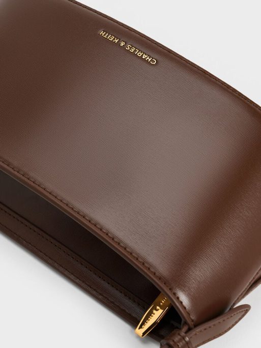 C&K Wisteria Elongated Shoulder Bag - Dark Brown - Image 4