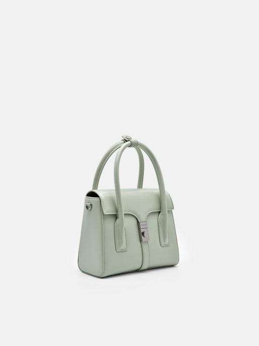 PEDRO Studio Farida Leather Compact Handbag - Light Green - Image 2