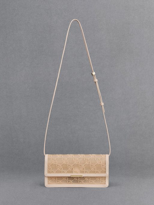 C&K Mesh & Leather Monogram Shoulder Bag - Beige - Image 3