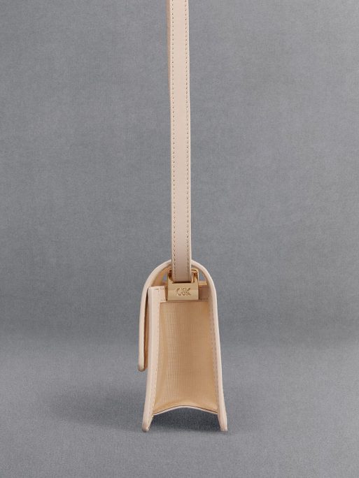 C&K Mesh & Leather Monogram Shoulder Bag - Beige - Image 4