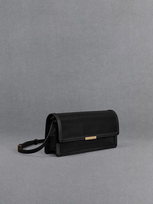 C&K Mesh & Leather Shoulder Bag - Black - Image 3