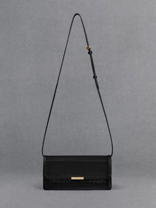 C&K Mesh & Leather Shoulder Bag - Black - Image 4