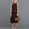 C&K Leather Ruched Drawstring Bag - Cognac - Image 2