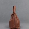 C&K Leather Ruched Drawstring Bag - Cognac - Image 5