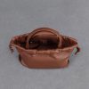 C&K Leather Ruched Drawstring Bag - Cognac - Image 6