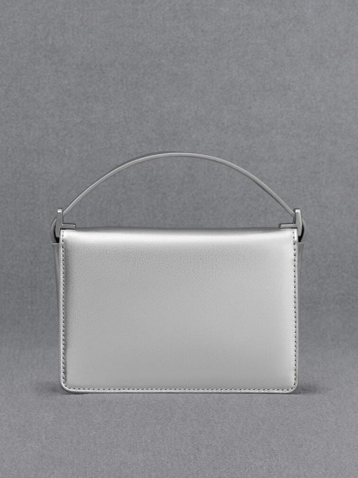 C&K Leather Metallic Boxy Bag - Silver - Image 3
