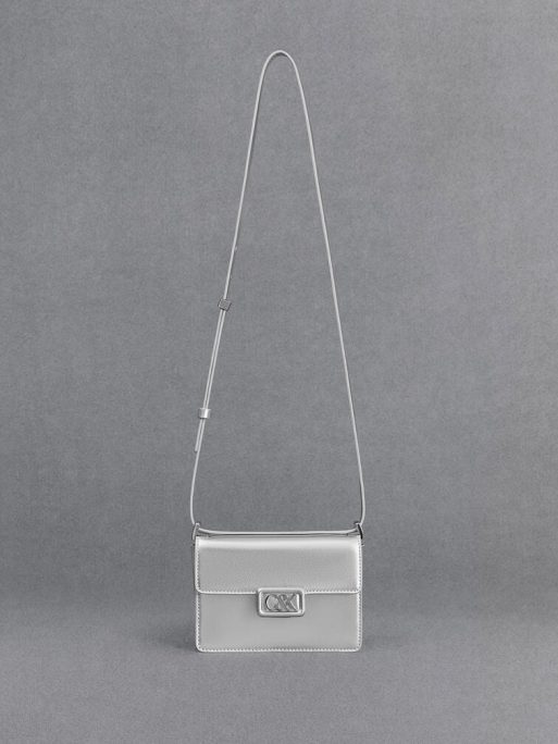 C&K Leather Metallic Boxy Bag - Silver - Image 4