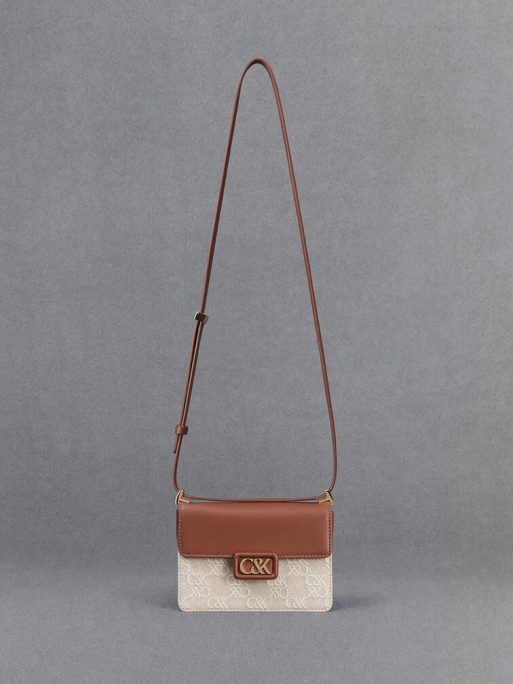 C&K Leather & Canvas Two-Tone Boxy Bag - Cognac - Image 4