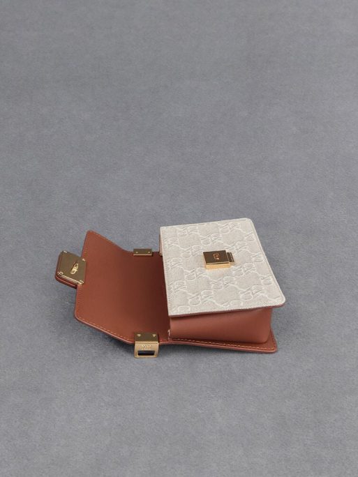 C&K Leather & Canvas Two-Tone Boxy Bag - Cognac - Image 6