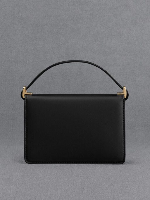 C&K Leather & Canvas Monogram Boxy Bag - Black - Image 3