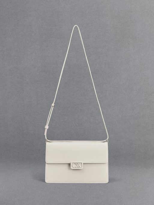 C&K Leather Shoulder Bag - White - Image 4