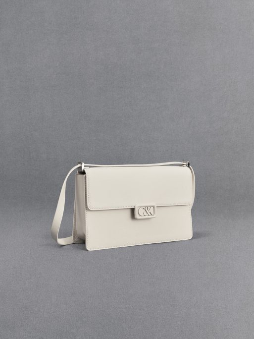 C&K Leather Shoulder Bag - White - Image 5