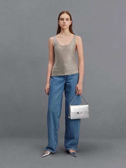 C&K Metallic Leather Shoulder Bag - Silver - Image 2