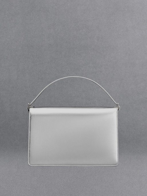 C&K Metallic Leather Shoulder Bag - Silver - Image 3
