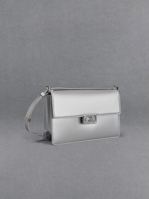 C&K Metallic Leather Shoulder Bag - Silver - Image 5