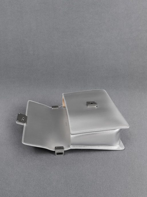 C&K Metallic Leather Shoulder Bag - Silver - Image 6