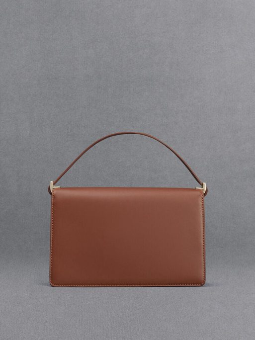 C&K Leather & Canvas Two-Tone Shoulder Bag - Cognac - Image 3