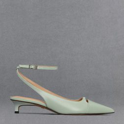 C&K Leather Kitten-Heel Pumps - Mint Green